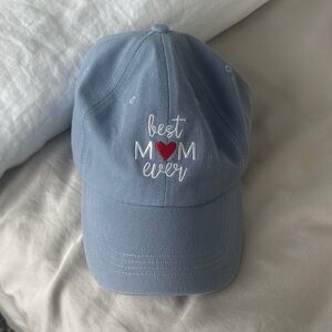 Best Mom Ever Embroidered Baseball Cap - Light Blue